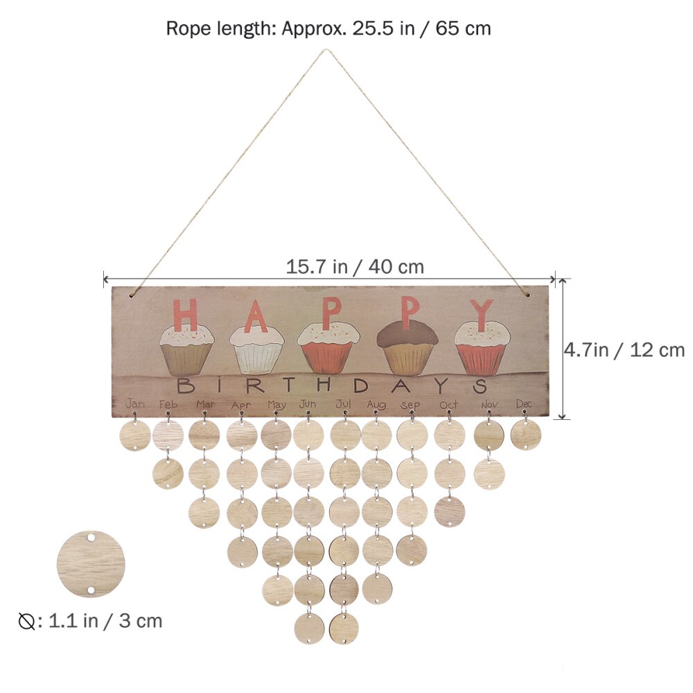 1PC Hanging Calendar DIY Home Decor Plaque Memo Calendar Birthday Reminder for Office Home Club