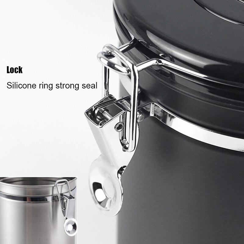 Stainless Steel 1500ml/1800ml Coffee Container - Coffee Beans Canister with co2 Valve