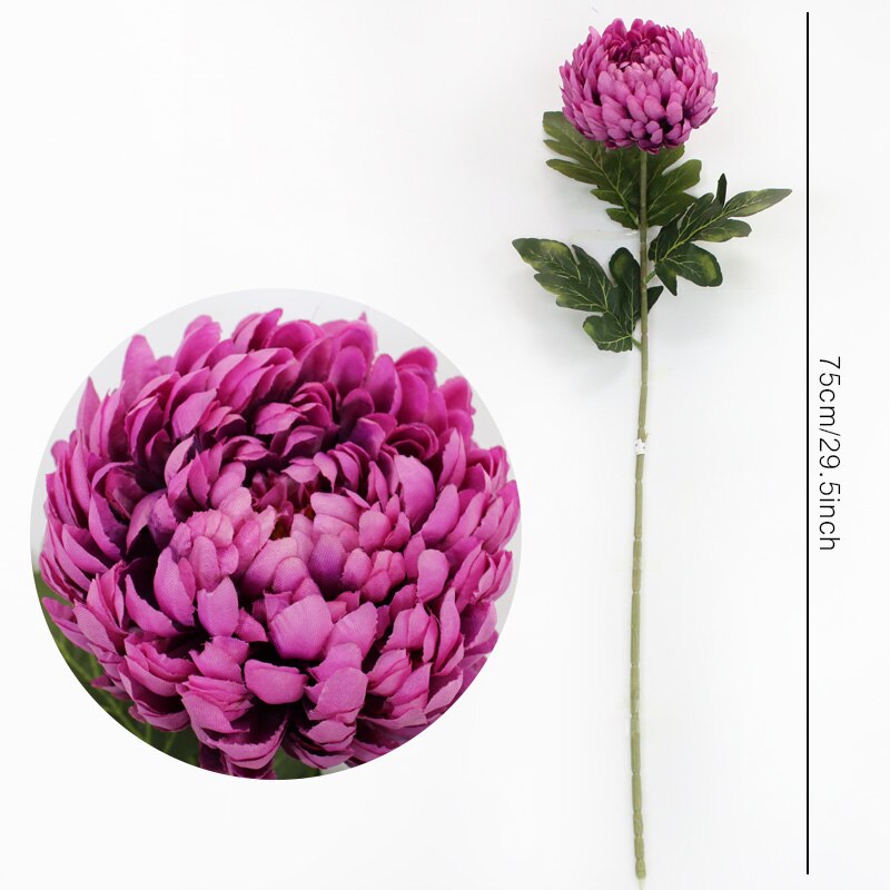 Grote Enkele Chrysant Land Stijl Woonkamer Bloemstuk Kunstbloemen Bruiloft Schieten Props Decor Bloemen: Light purple