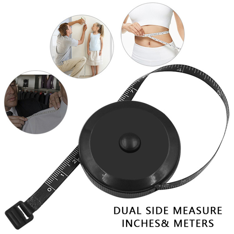1.5m/60inch Black Tape Measures Automatic Flexible Mini Sewing Measuring Tape Dual Sided Retractable Tool Body Tailor Tape Ruler