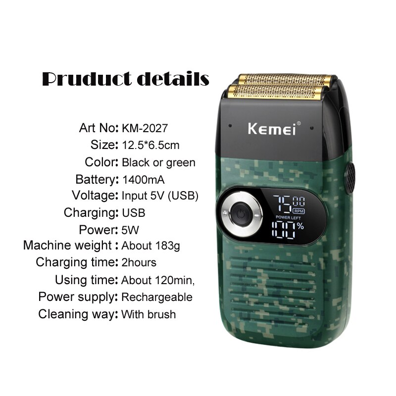 Kemei Electric Shaver Men Electric Razor Rechargeable Beard Shaver Floating Hair Trimmer Face Care Shaving Machine