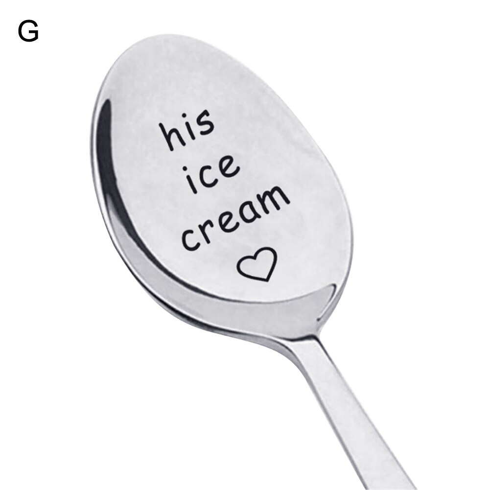 Portable Stainless Steel Peanut Butter Coffee Rice Tea Soup Spoon Couple Valentine's Day Drinking Tableware: G