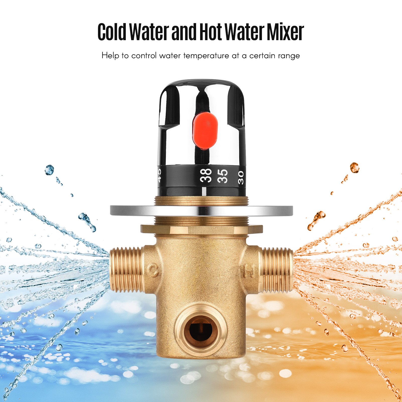 Thermostatic Temperature Control Valve Cold Water Shower Mixer G1/2 Brass Mixing Valve Three-Way Shower Diverter Valve