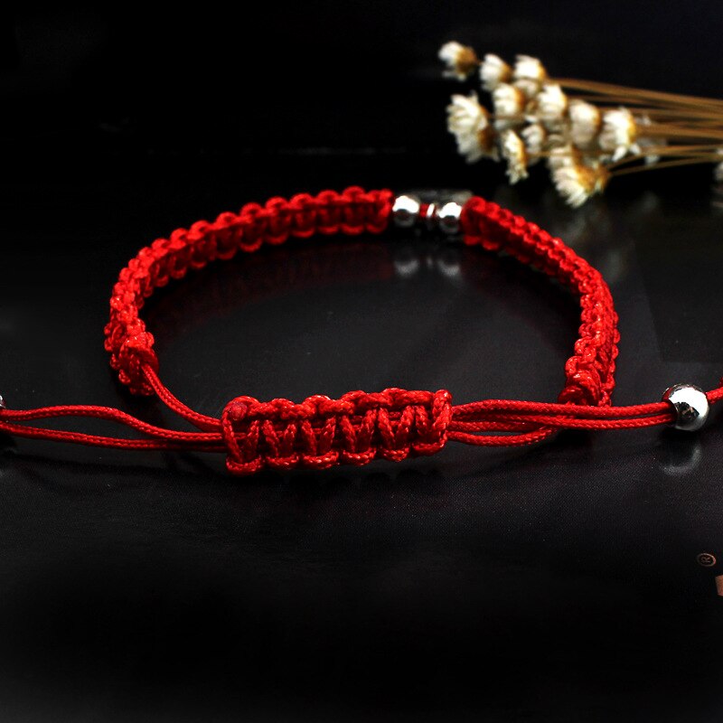 Lucky Red Rope Bracelet Women Handmade Woven String Mom Heart Pendant Bracelet Charm Jewelry Mother's Day