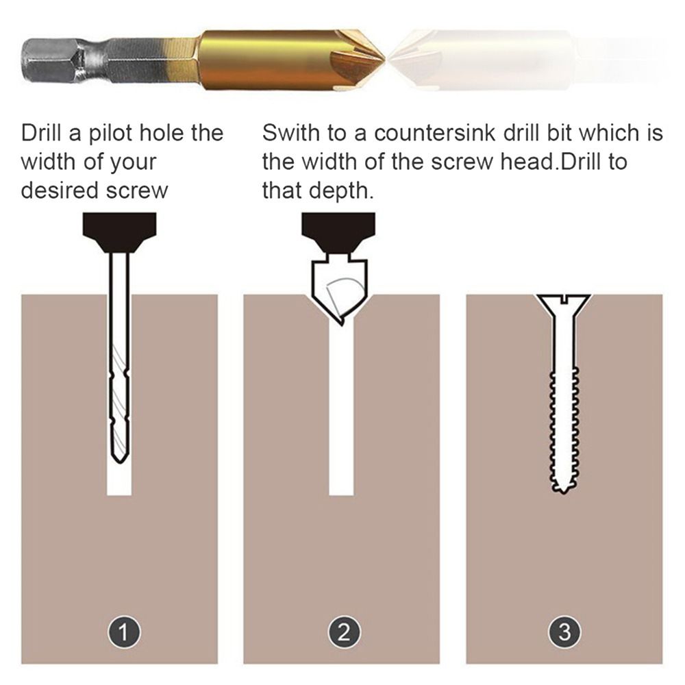6mm-19mm Counter Sink Drill Bit Hex Shank Boring Drill Bit 5 Flute Countersink Wood Chamfering Cutter Hand Drill Tool Punch Tool