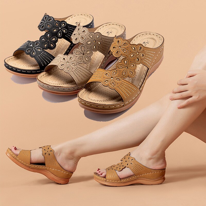 Summer ladies sequin wedge slippers slip thick slippers soft and comfortable casual shoes outdoor beach sandals