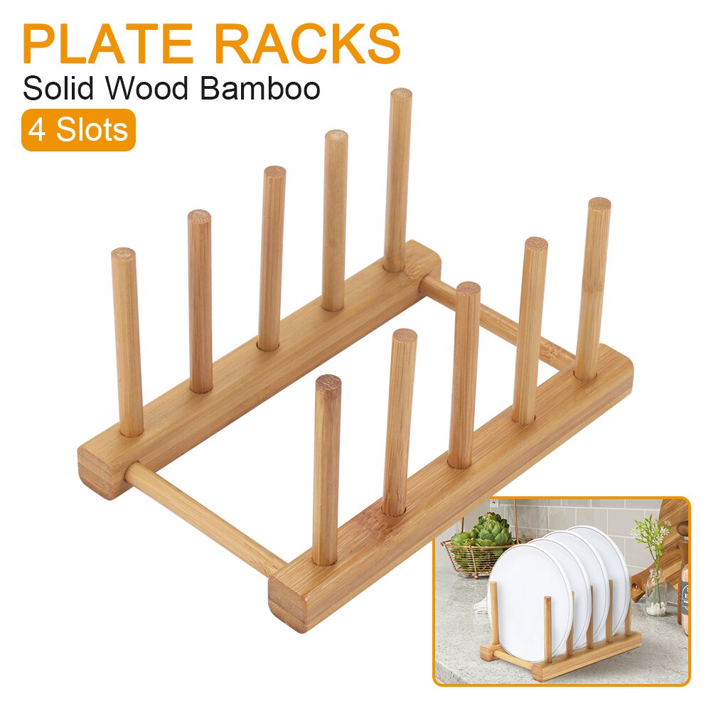 Égouttoir à vaisselle en bois massif bambou | De étagères polyvalentes, égouttoir, Pot de cuisine, porte-couvercle