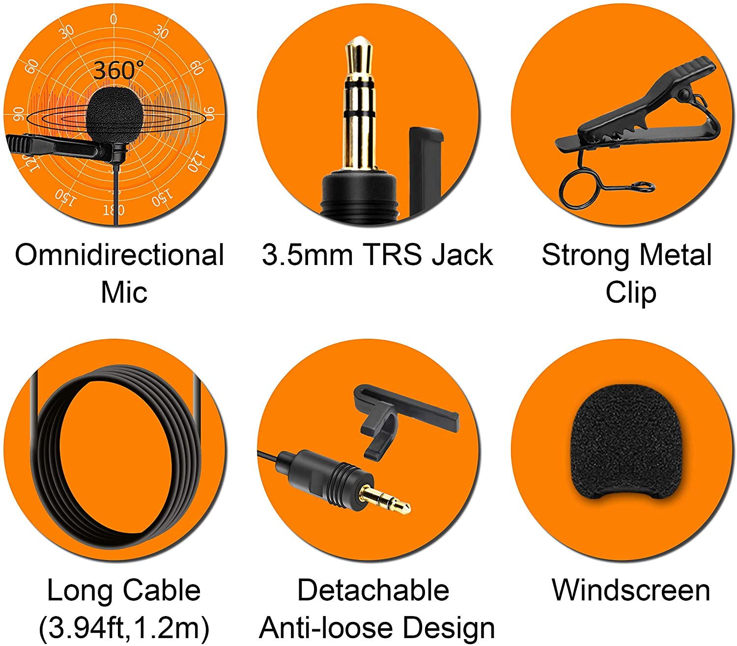 Comica CVM-SM-O1 Microfono lavalier per microfono wireless Microfono da bavero cablato omnidirezionale con fibbia di bloccaggio