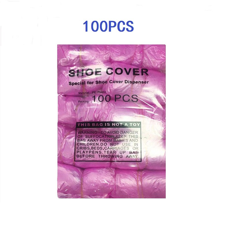Disposable T-Buckle Overshoes for Automatic Shoe Cover Dispensers Dustproof Boot Covers Waterproof Plastic and Non-Woven Indoor: Pink 100pcs