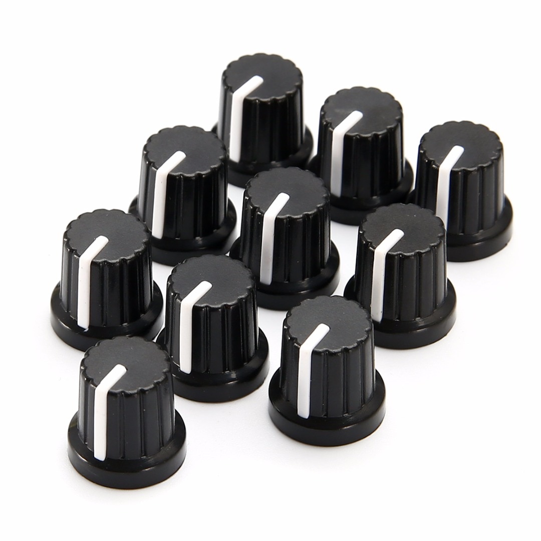 10pcs Black Potentiometer Knob Caps Plastic For 6mm Shaft Hole Plastic Volume Control