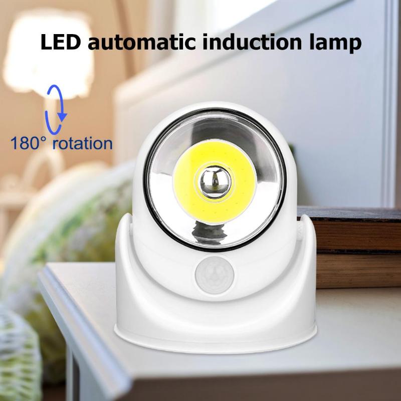COB luz LED con sensor de movimiento 180 grados de rotación pasillo escalera camino de la noche lámpara con tres agujeros colgantes en el lado inferior