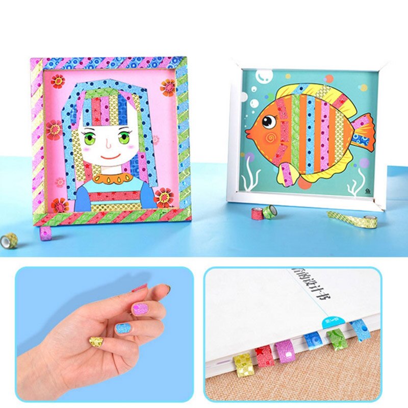 10 Stks/doos Kinderen Kleur Tapes Handgemaakte Speelgoed Kids Creatieve Tapes Sticker Speelgoed Met Cartoon Dieren Tekening Craft Kit