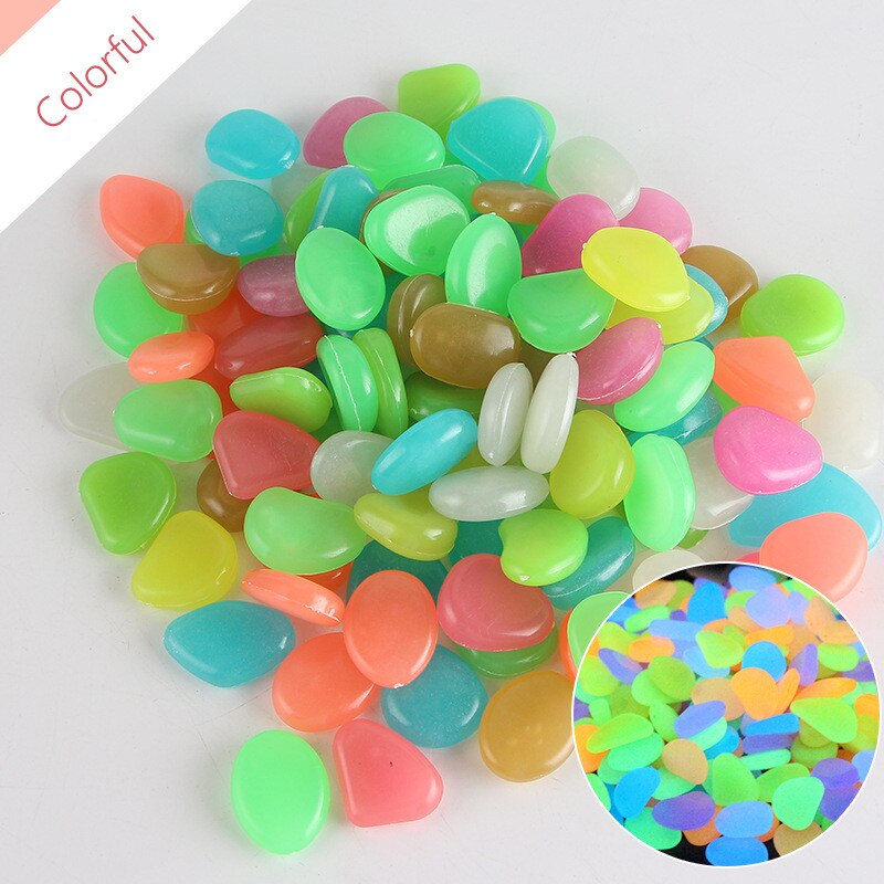 1Kg/450 Pcs Tuin Decor Lichtgevende Stenen Glow In Dark Decoratieve Steentjes Outdoor Aquarium Decoratie Pebble Rotsen aquarium: colorful