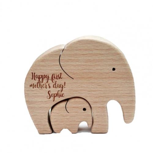 1Pcs Display Mold Houten Olifant Moeder En Kind Beste Moeder In De Wereld Gedrukt Hout Desktop Ornament Voor kids: 1