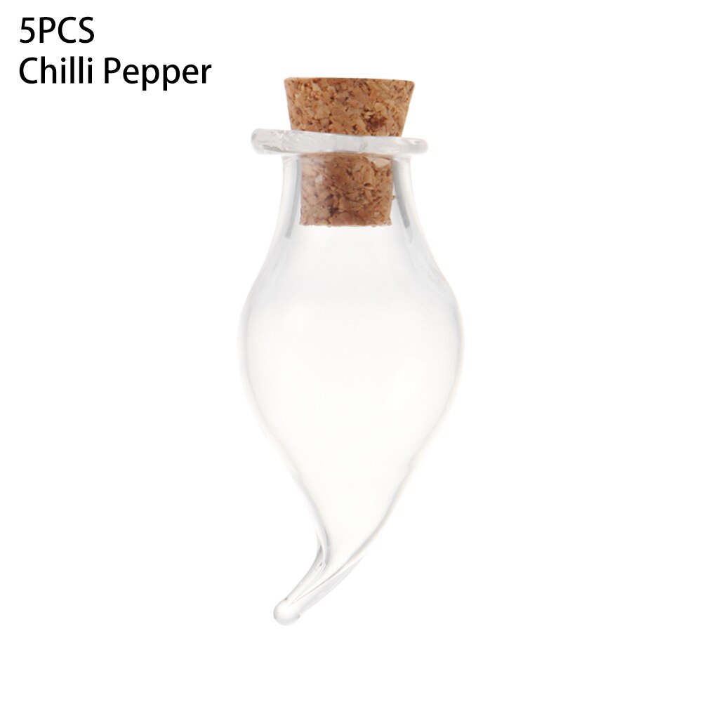 5 Stuks Mini Glazen Kurk Flessen Lege Sample Potjes Willen Fles Diy Hangers Kurk Opslag Flacon Bruiloft Woondecoratie: Chilli Pepper