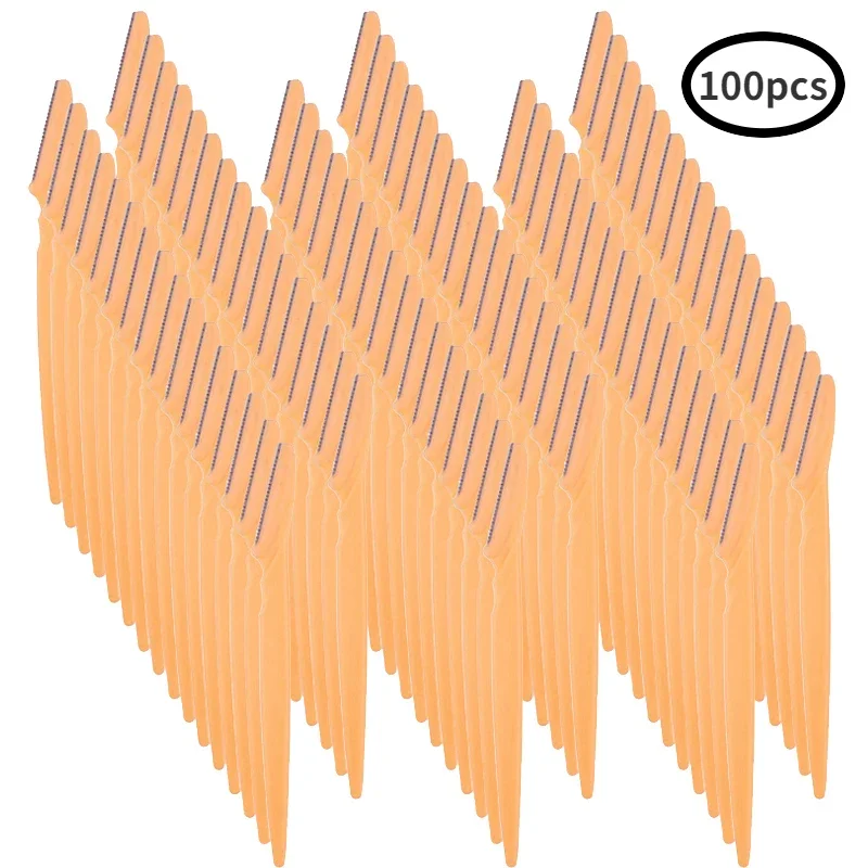 Karsyngirl 100Pcs Eyebrow Trimmer Blade Shaver Portable Face Razor Eye Brow Epilation Hair Removal Cutter Safety Razor for Woman: Copper