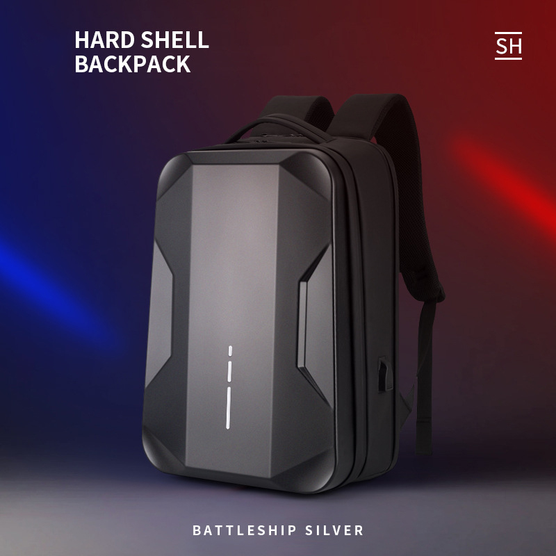 Men's 17.3 Inch Laptop Business Backpack Waterproof Hard Shell Backpack E-sport Gaming Backpack Double Opening 35L Travel Bags: black