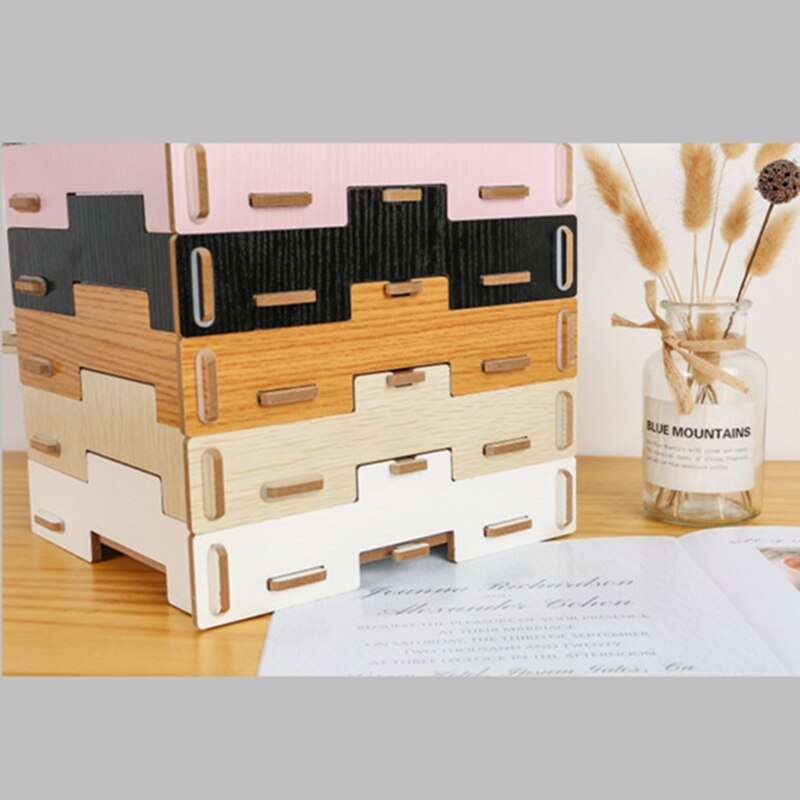 Wood Desk Organizer File Paper Storage Holder Stand Office Bureau Sorter Container