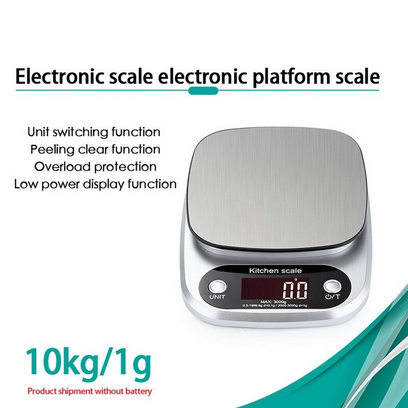 5kg/0.1g Kitchen Digital Food Scale Highly Accurate Weighing Food Scale Household Balance Cooking Measure Tool G/oz/ml/fl#: 10kg-1g