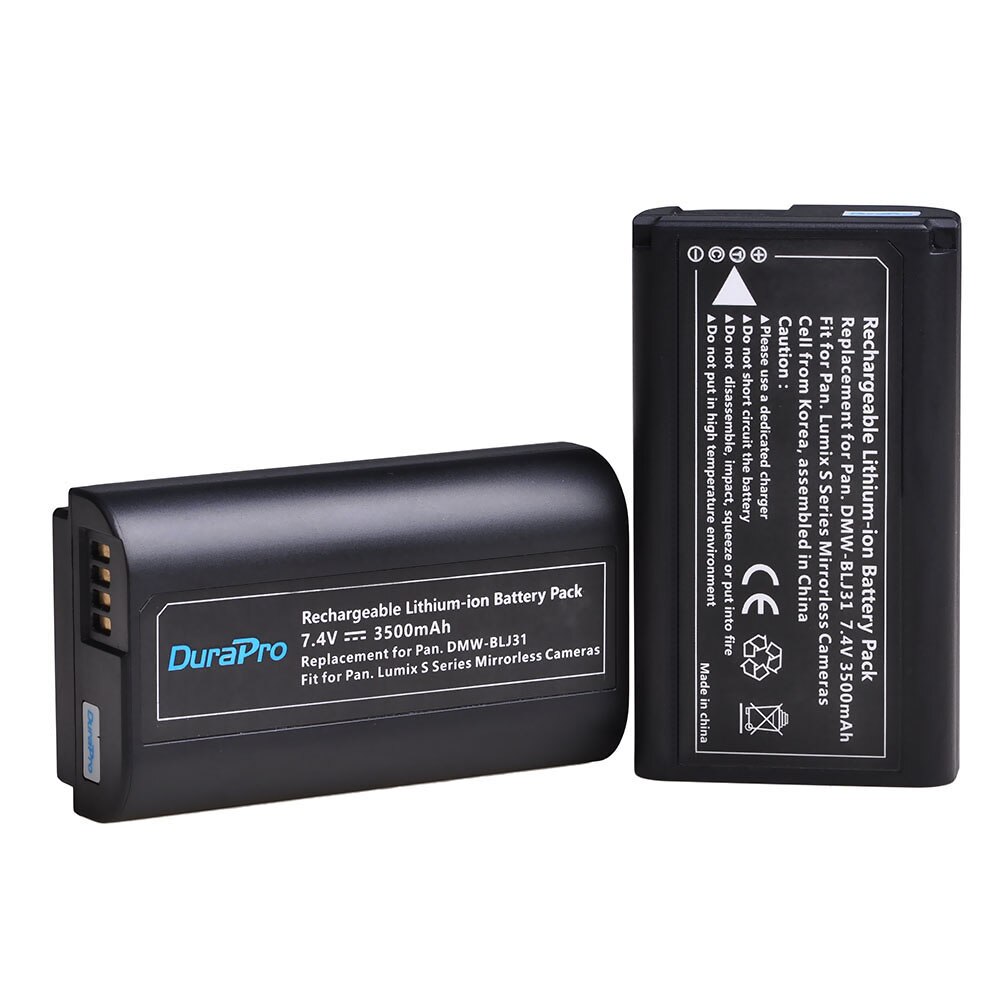 Durapro 2pc dmw-blj 31 dmw blj 31 batteri + oplader med type c-port usb-kabel til panasonic lumix s1, s1r, s1h spejlfri kameraer: 2 batterier