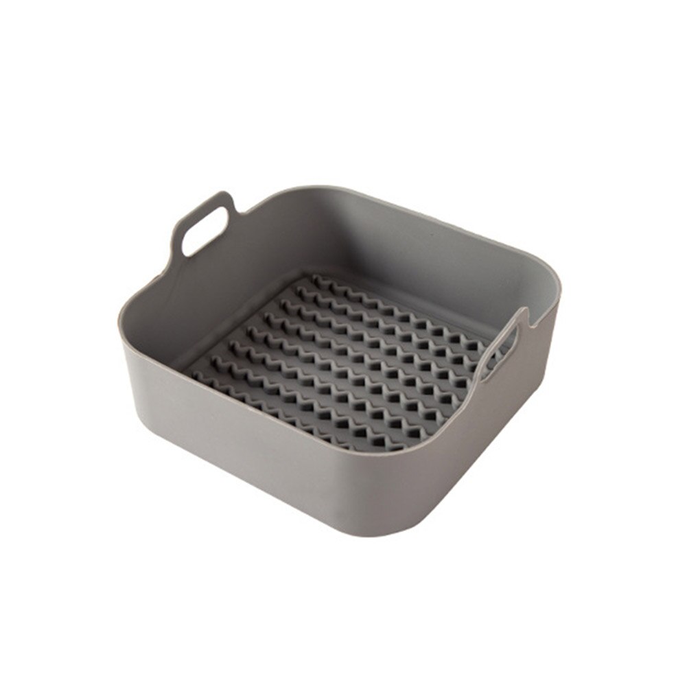 AirFryer Silicone Pot Multifunctional Air Fryers Oven Accessories Bread Fried Chicken Pizza Basket Baking Tray FDA Baking Dishes: L-Gray