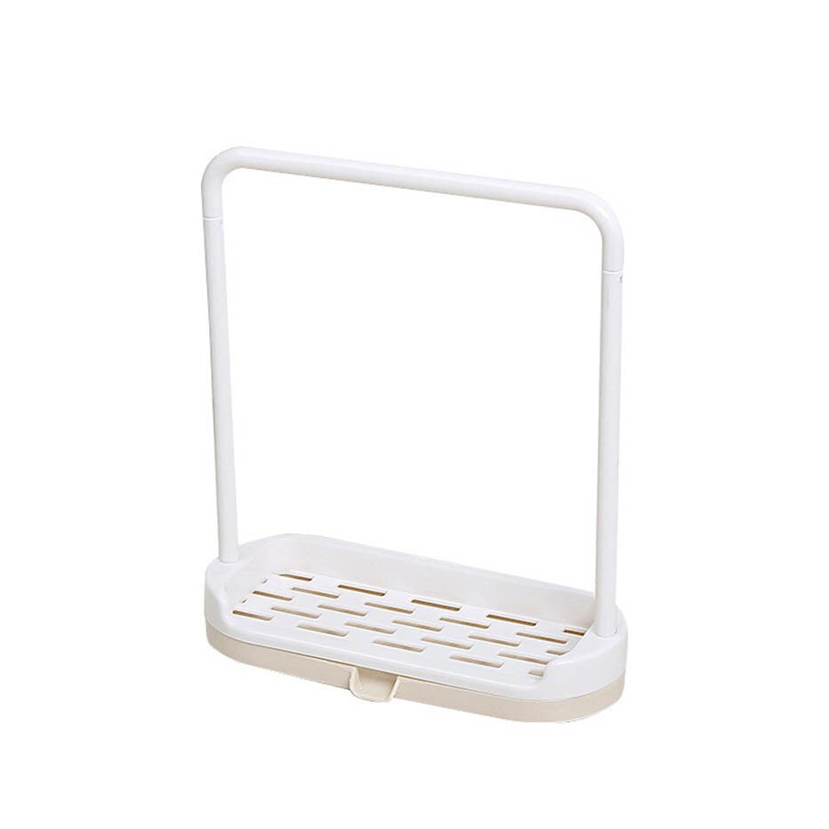 Kitchen Storage Rack Towel Sponge Drain Racks Rag Dishcloth Hanging Rack Bathroom Soap Holder Sink Desktop Organizer: beige