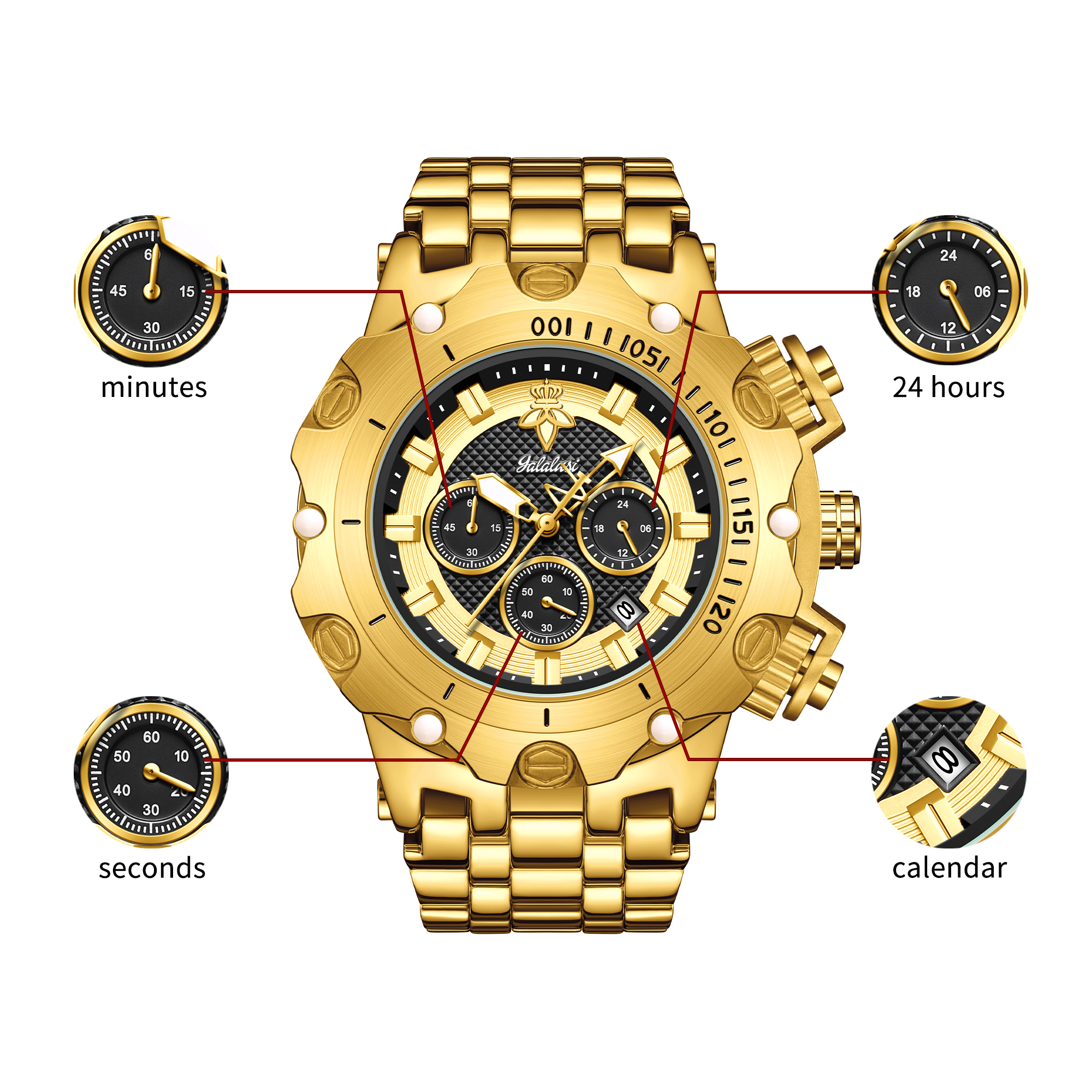 YaLaLuSi Men's Quartz Watch Dominant Multi Functional Practical Style Timepiece for Gentlemen