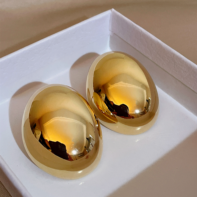 Pendientes redondos irregulares exagerados de Metal para mujer, aretes ovalados grandes y lisos geométricos, de joyería de de estilo Punk: Color dorado