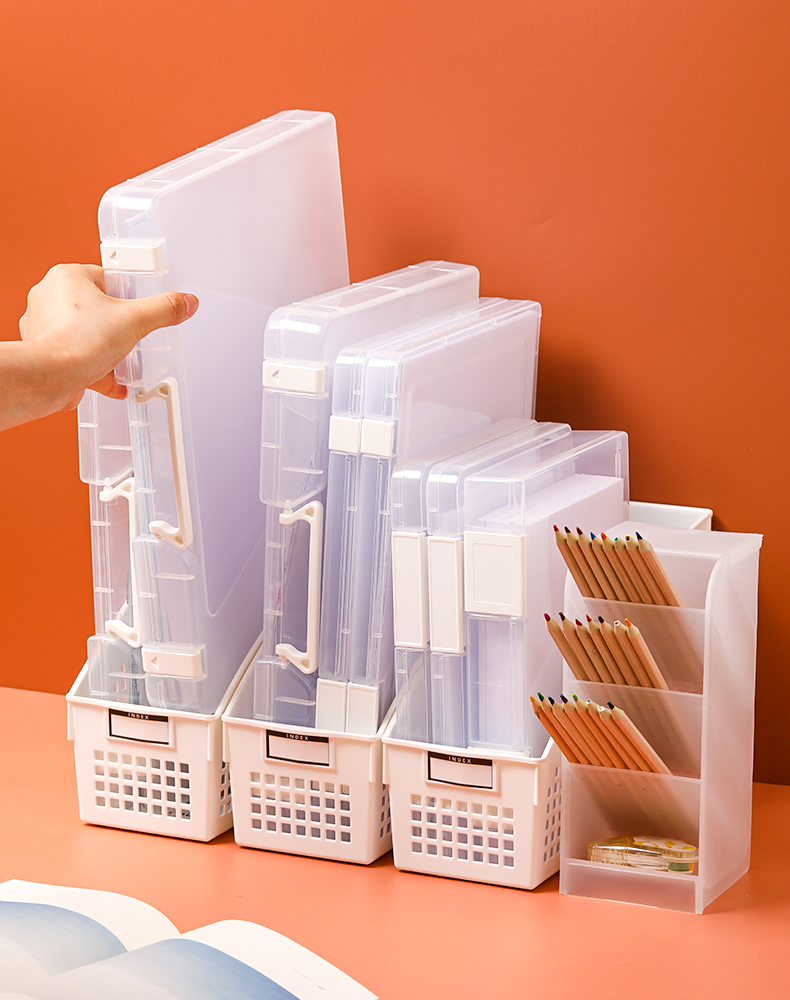 Clear Paper Storage Box,Plastic Scrapbook Paper Storage Organizer with Handle for Paper,Portable Craft Paper,Board Game Storage