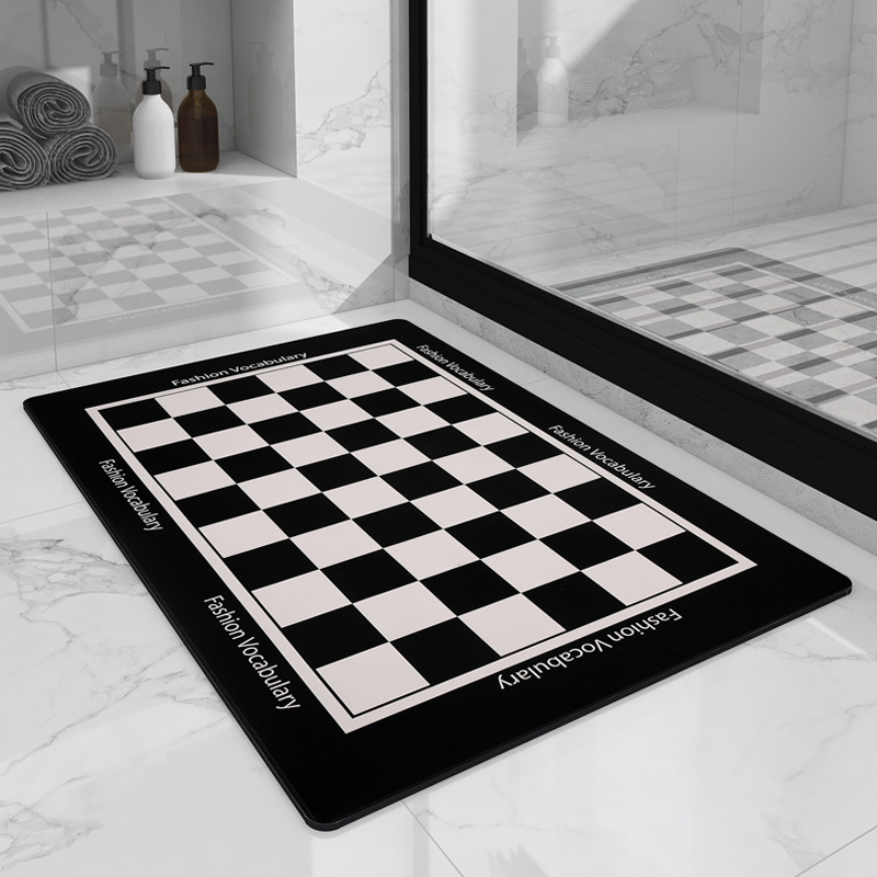 Checkerboard Floor Mat Bathroom Soft Diatom Mud Ab... – Grandado
