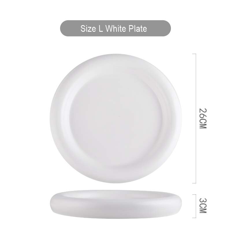 Ceramics Plate Home Kitchen Dining Bread Plate Salad Round Dessert Kitchen Ceramis Plates Tableware플레이트 For Western Food プレート: Size L