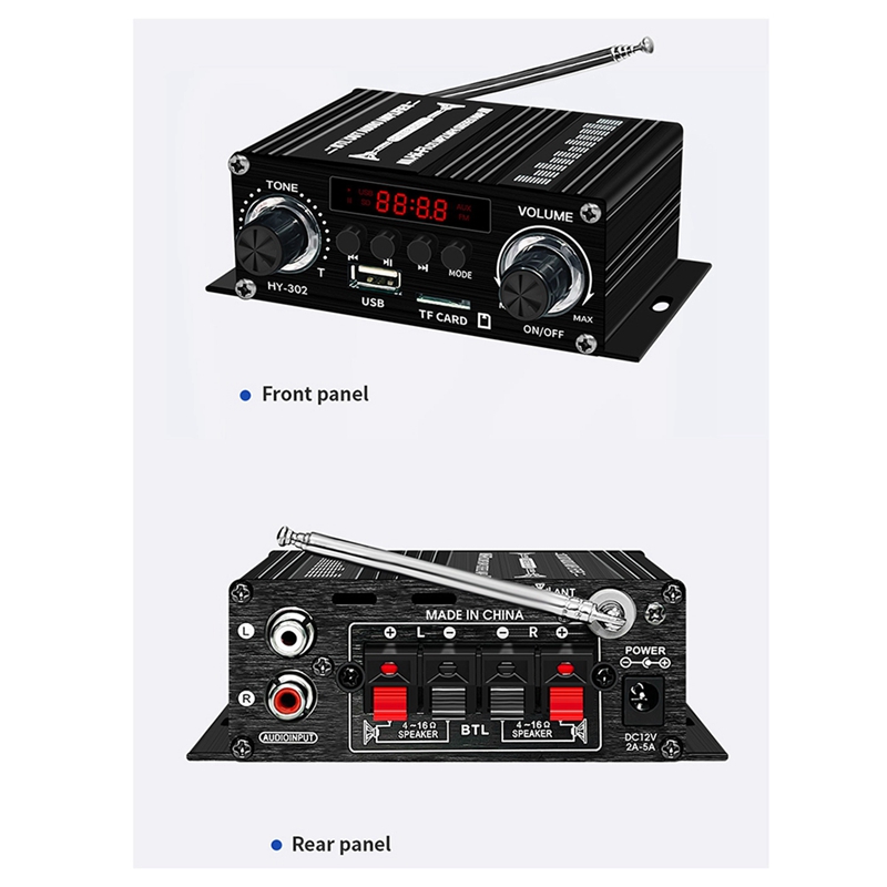 Najlepszy nowy cyfrowy wzmacniacz Bluetooth 12V domowy samochód 2-kanałowy głośnik dźwiękowy HIFI odbiornik FM wzmacniacz audio Clase-AB AMP