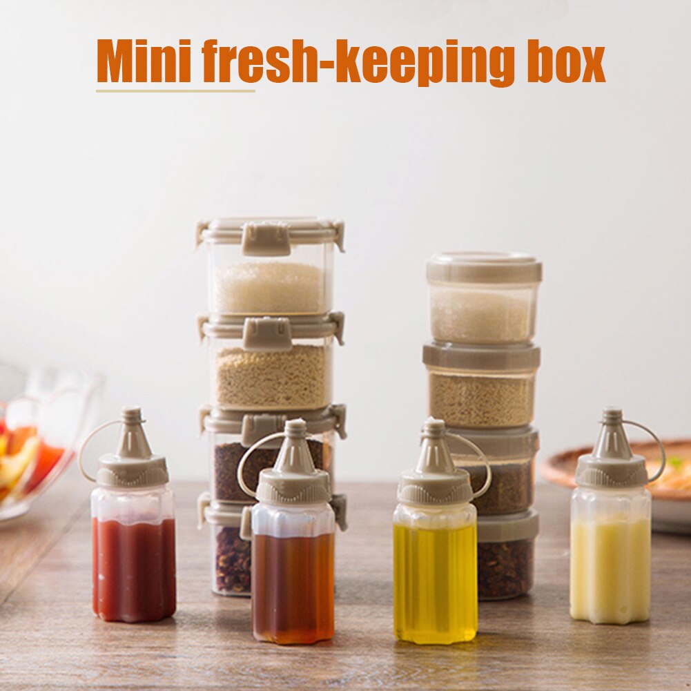 4pcs Mini Seasoning Box Portable Transparent Sauce Jam Squeeze Bottle Easy Clean PP Storage Box With Lid Spices Barbecue Kitchen