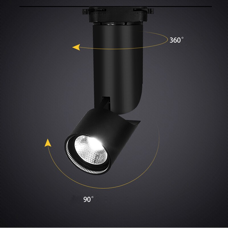 de 5W 12W LED lumière sur rail COB CREE puce commerciale COB lumière de suivi pour connecteur à 2 fils