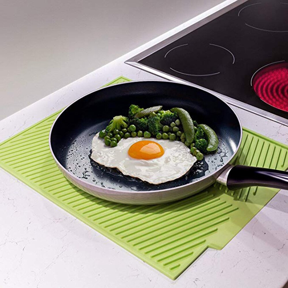 Silicone Vierkante Schotel Drogen Mat Premium Hittebestendige Servies Vaatwasser Duurzaam Servies Tafel Mat Placemat: Small green