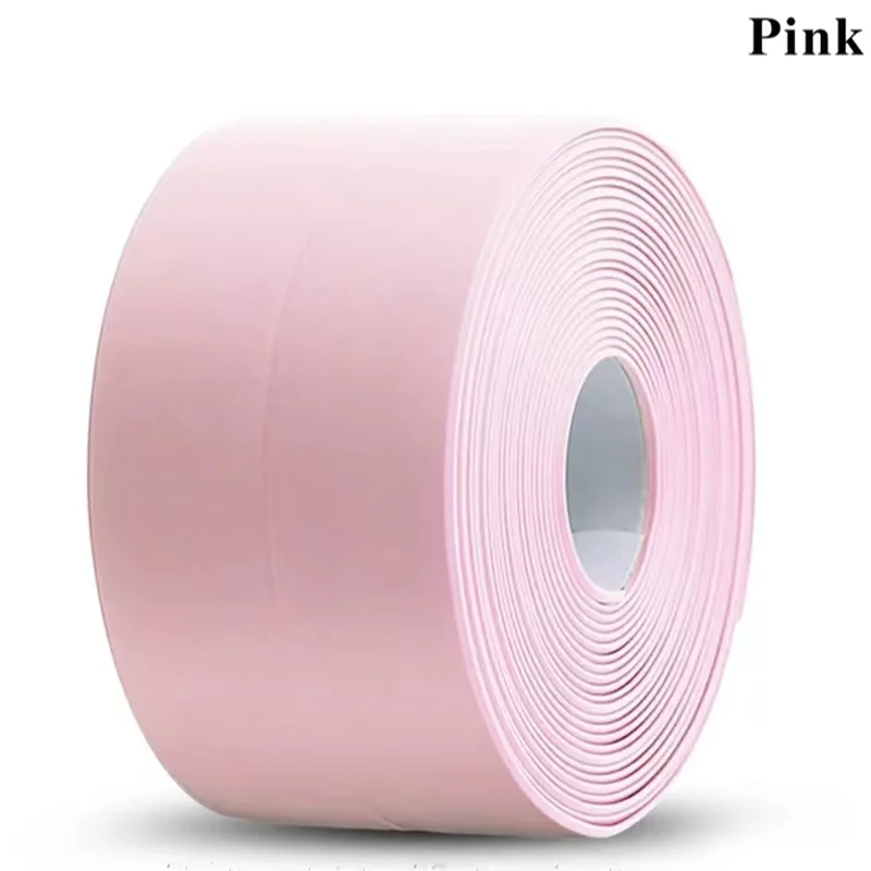 Pvc-tätningstejp för badrum, badkar, toalett, kök, fogmassa, självhäftande, vattentät, väggdekal, mögelfri tejp, 1 rulle: Rosa / 2mm