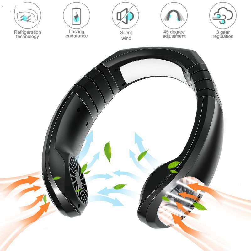 latest USB portable 2-in-1 air cooler mini electric air conditioner portable hanging neck cooling fan