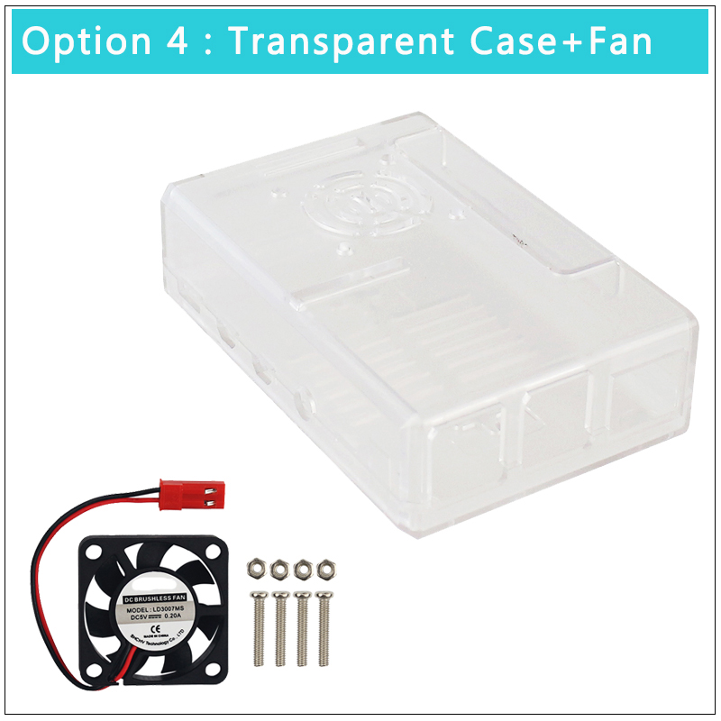 Raspberry Pi 4 Case ABS Plastic Removable GPIO Cover Transparent Black Shell Support Cooing Fan for Raspberry Pi 4 Model B: Option 4