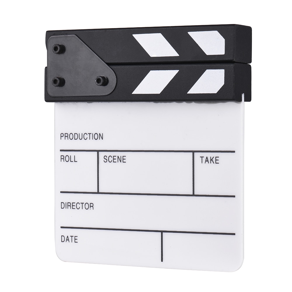 Andoer ClapperBoard Compact Size Acrylic Film Clapboard Dry Erase TV Movie Director Cut Video Action Scene Clapper Board Slate