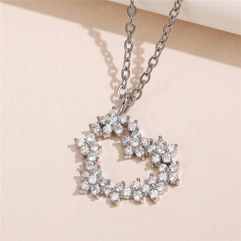 Huitan Vrouwen Liefde Ketting Met Aaa Crystal Zirconia Engagement Bruiloft Accessoires Sieraden: XL682