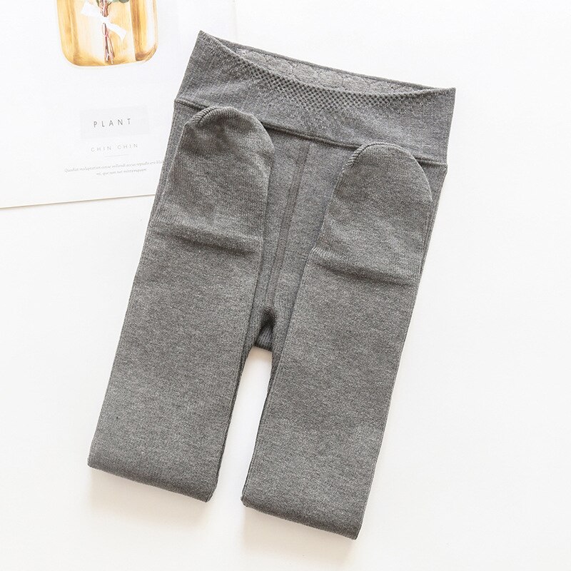 Enfants chaussettes coton enfants chaussettes couleur unie avec motif velours pour l'hiver et l'automne 3-12T collants pour enfants.: Grey / Pants length 22 in