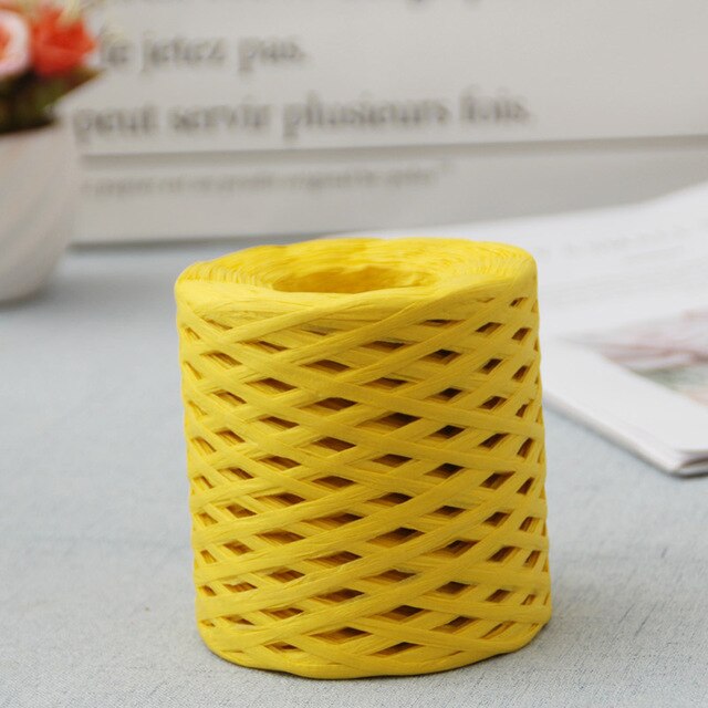 1 stücke 200m/rolle Bast Papier Bänder Verpackung Schnur Seil Für Kasten Verpackung Diy Handwerk Dekorationen: Gelb