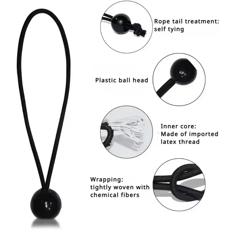 10 Stuks Bungee Bal Dekzeilen Canvas Dekzeil Vlaggenmast Banden Koord Uiteinden Elastisch Touw Kant Vaste Boot Pole Camping Tent accessoires