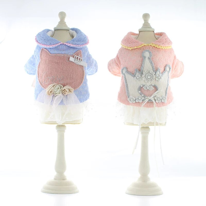 Teddy kleding biexiong bomei herfst en winterjurk huisdier pluche warme hond prinses rok kattenkleding
