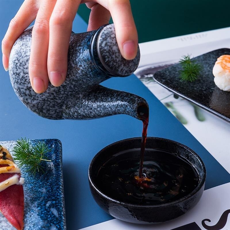 300ml japanilaistyylistä keraaminen öljy-oliivi-annostelija soijakastike kattila pieni etikka kattila kastikepurkki öljypullo astiasto maustepullo