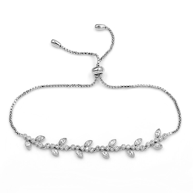 WEIMANJINGDIAN Factory Direct Cubic Zirconia CZ Crystal Leaf Adjustable Bracelet for Women