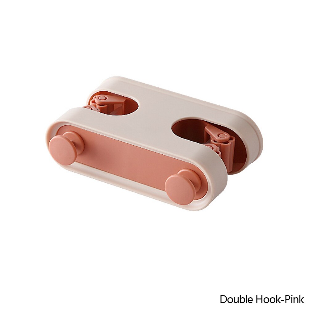 Nordic Mop Clip Haak Multifunctionele Zelfklevende Keuken Plank Opslag Borstel Bezem Hanger Gratis Ponsen Huishoudelijke Badkamer Tool: C-Double Clip Pink