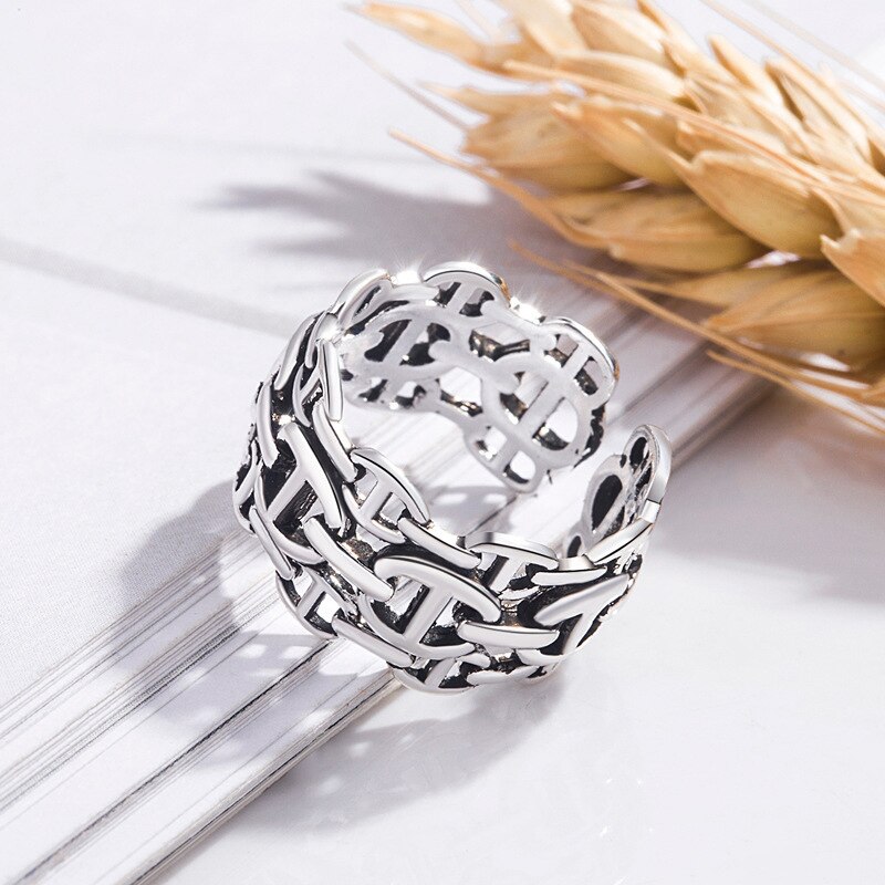 S925 sterling silver pig nose open ring personality charm jewelry