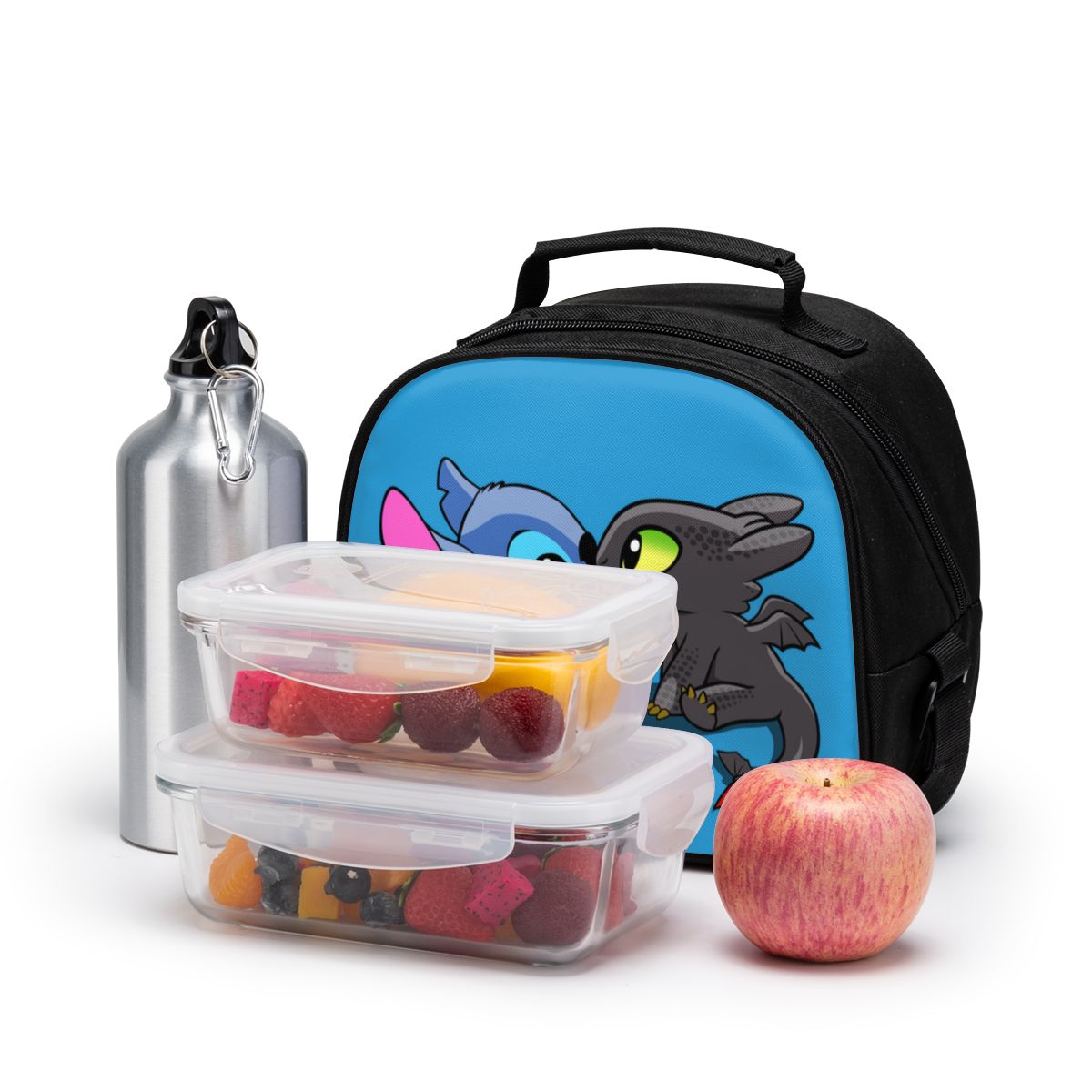 lovely Stitch Canvas Portable Cooler Lunch Bag Thermal Insulated Food Picnic Lunch Box Bag for students Kids children