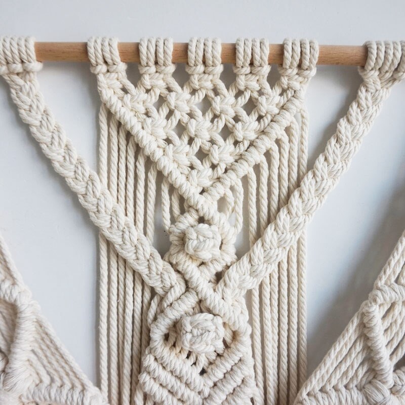 Macramé tapiz colgante de pared decoración de pared Boho Chic tejido bohemio decoración del hogar 55X70cm